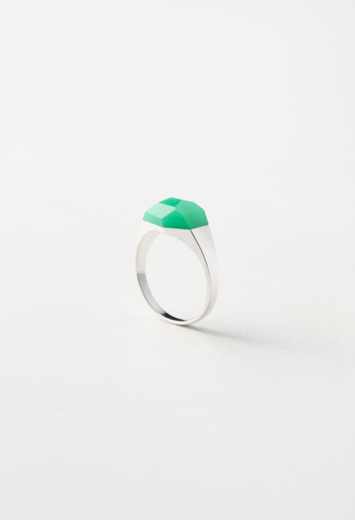 Chrysoprase Mini Rock Ring / Crystal / Silver