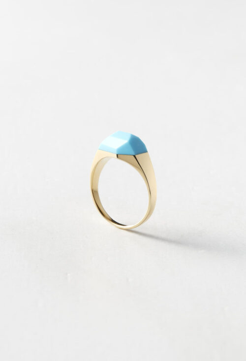 Turquoise Mini Rock Ring / Crystal / Yellow