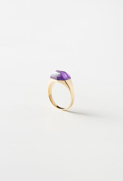 Amethyst Mini Rock Ring / Crystal / Yellow