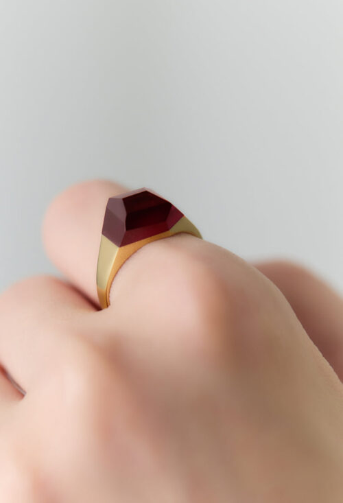 Garnet Mini Rock Ring / Crystal / Yellow