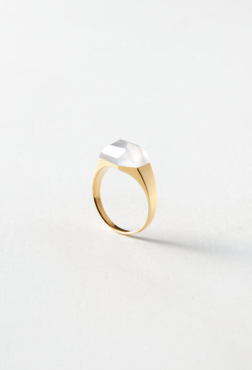 Milky Quartz Mini Rock Ring / Crystal / Yellow