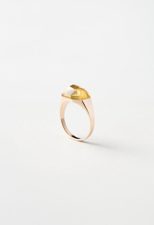 Citrine Mini Rock Ring / Crystal / Pink