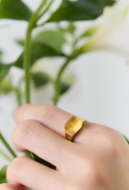 Citrine Mini Rock Ring / Crystal / Yellow