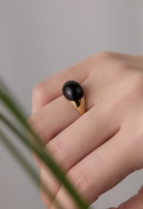 Onyx Mini Rock Ring / Round / Yellow