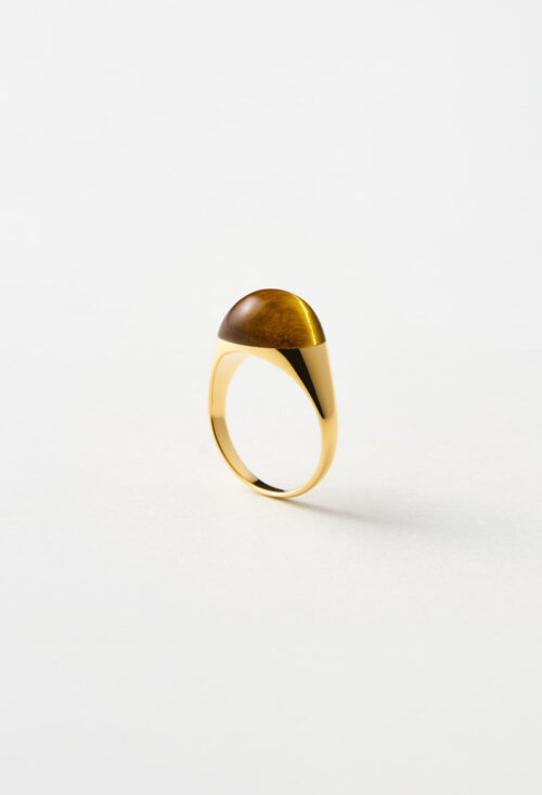 Tiger's Eye Mini Rock Ring / Round / Yellow