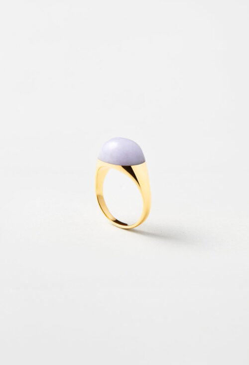 Purple Jade Mini Rock Ring / Round / Yellow