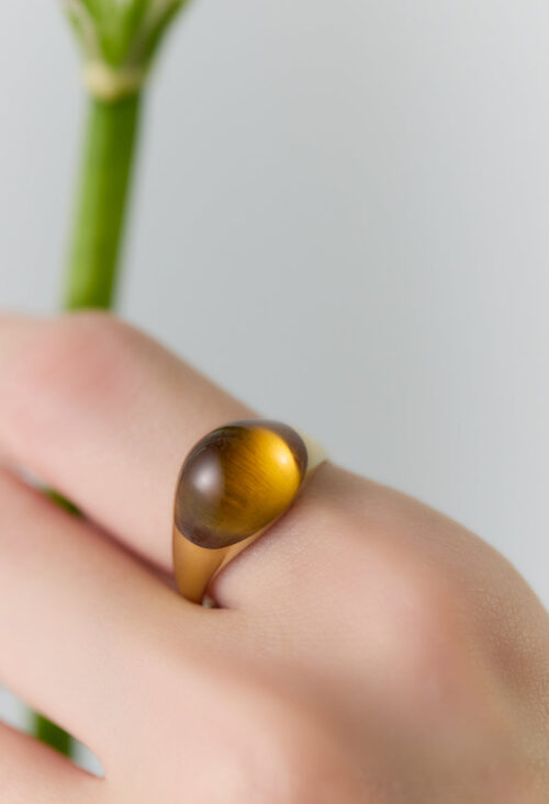 Citrine Mini Rock Ring / Round / Yellow