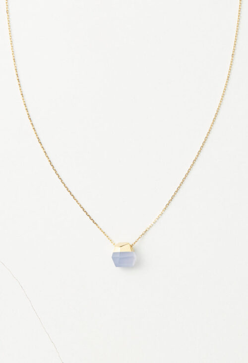 Blue Chalcedony Rock Necklace / Crystal / Yellow