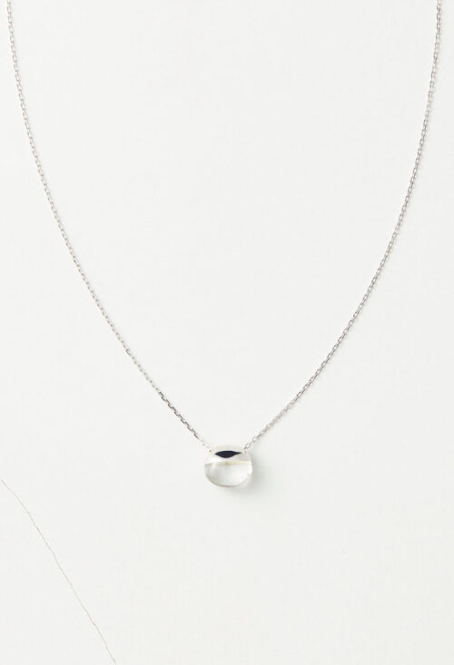 Himalaya Quartz Rock Necklace / Horizontal Round / Silver