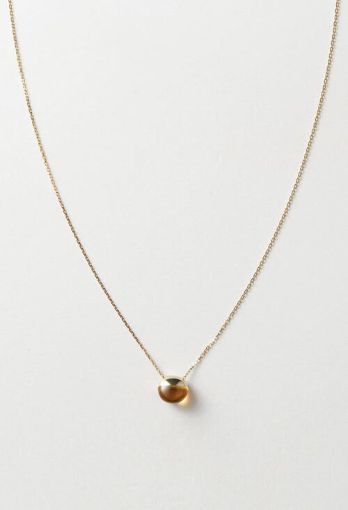 Citrine Rock Necklace / Horizontal Round / Yellow