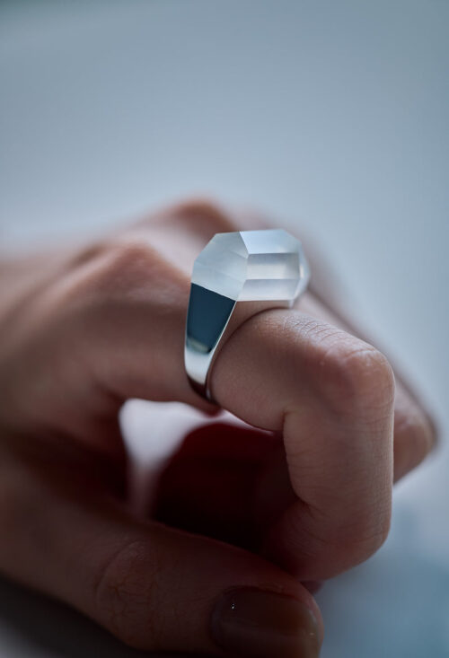 Milky Quartz Rock Ring / Crystal / Silver