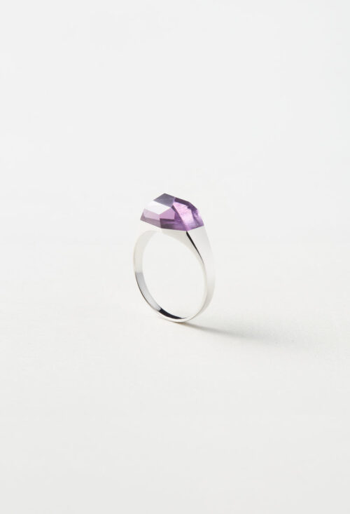 Amethyst Mini Rock Ring / Crystal / Silver