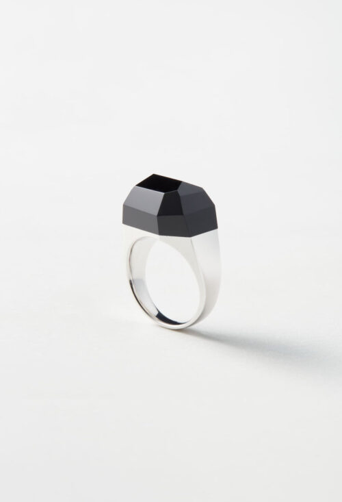 Onyx Rock Ring / Crystal / Silver