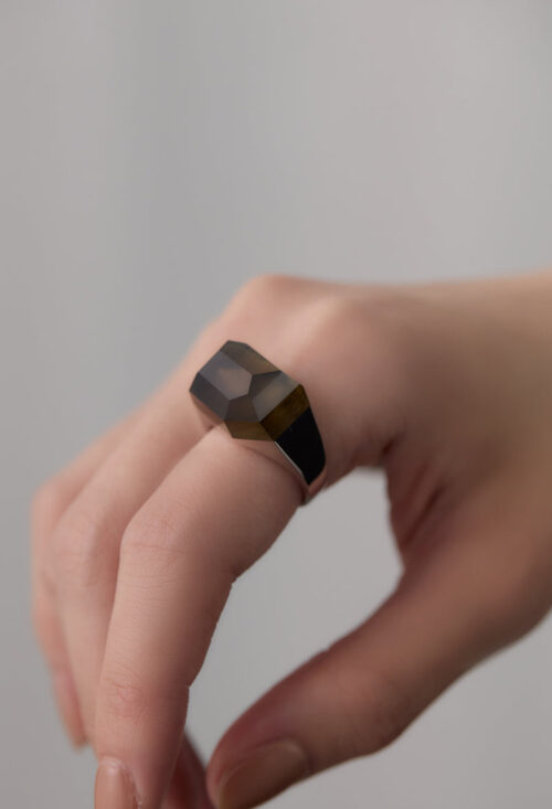 Smoky Quartz Rock Ring / Crystal / Silver