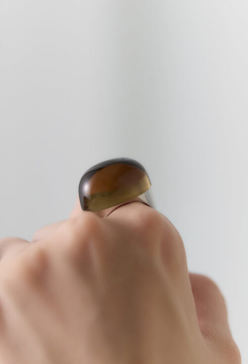 Smoky Quartz Rock Ring / Round / Silver