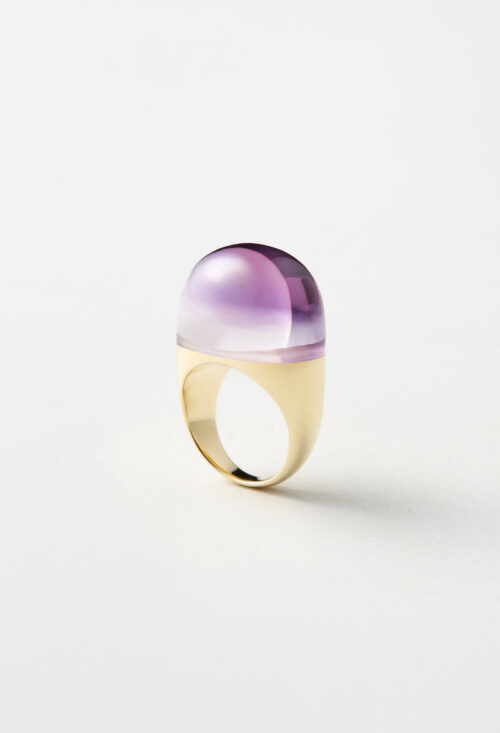 [一点もの] Bicolor Amethyst Rock Ring / Round / Yellow