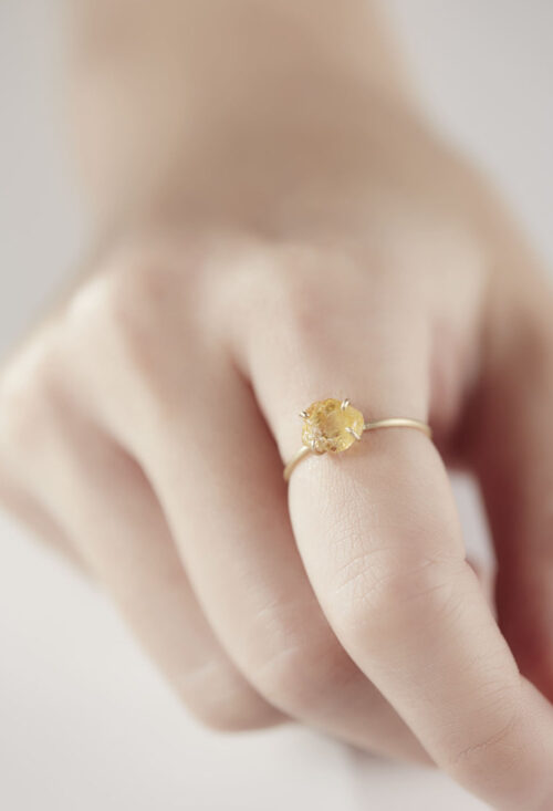 Gold Grossular Garnet Gem Ring