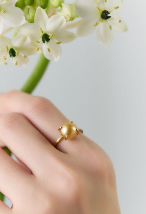 Golden South Sea Keshi Pearl Gem Ring